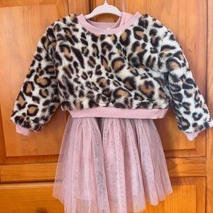 Popatu Faux Leopard and Tulle Dress Set